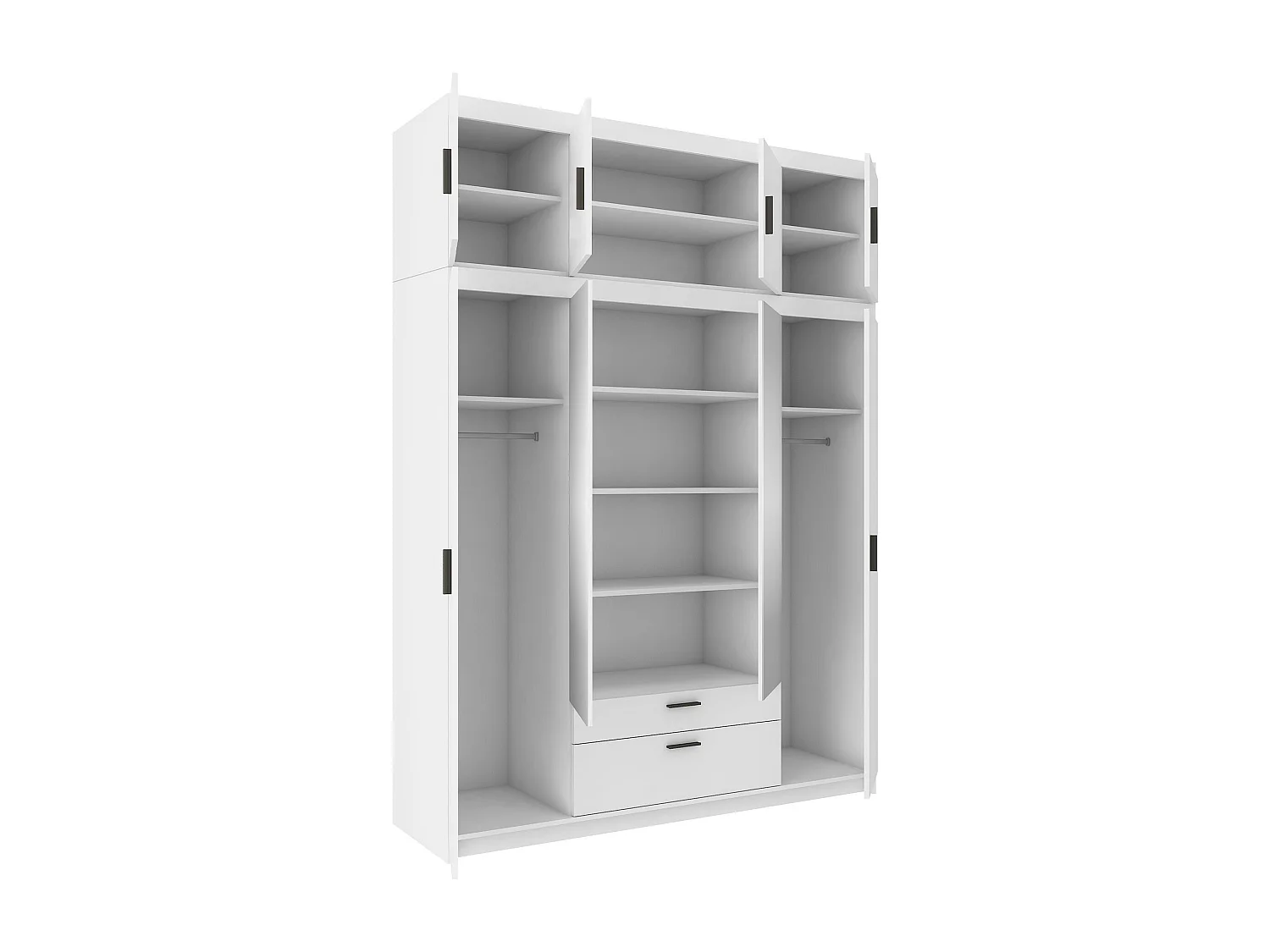 Armario Novduni 109, Roble Sonoma, 246x177x53cm, Puertas de armario: Con bisagras