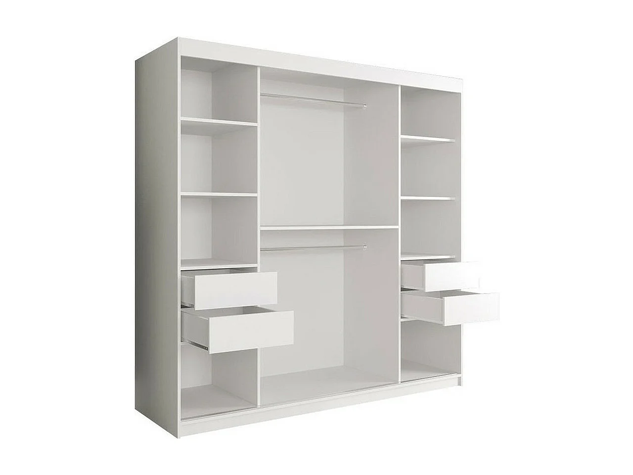 Armadio Hartford 262, Nero opaco|Marmo bianco, 200x200x62cm, Porte armadi: Scorrevoli