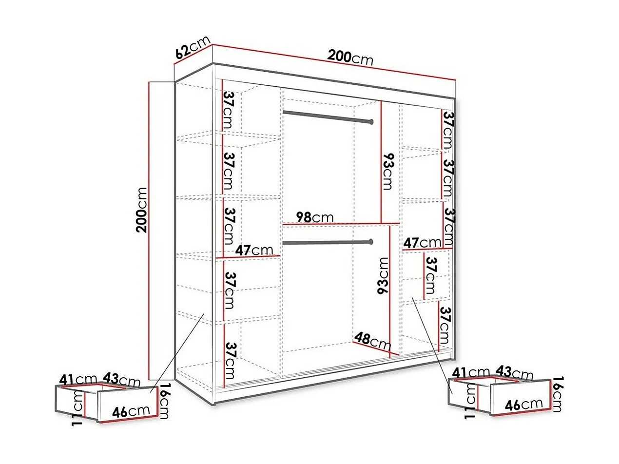 Armadio Hartford 262, Nero opaco|Marmo bianco, 200x200x62cm, Porte armadi: Scorrevoli