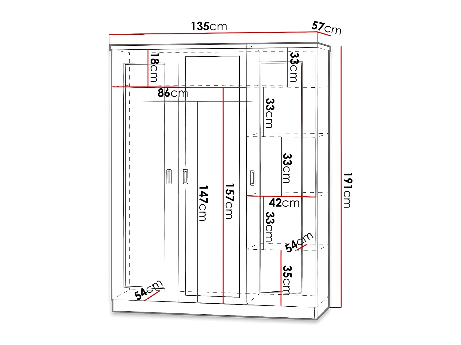 Armadio Lircava 112, Quercia di lefkada, 191x135x57cm, Porte armadi: Battenti
