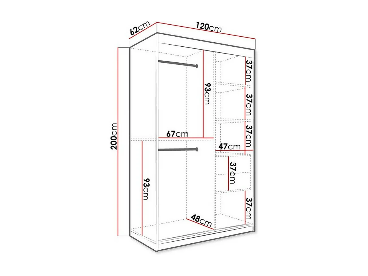 Armoire Hartford 241, Marbre blanc|Mat blanc, 200x120x62cm, Nombre d'étagères: 5