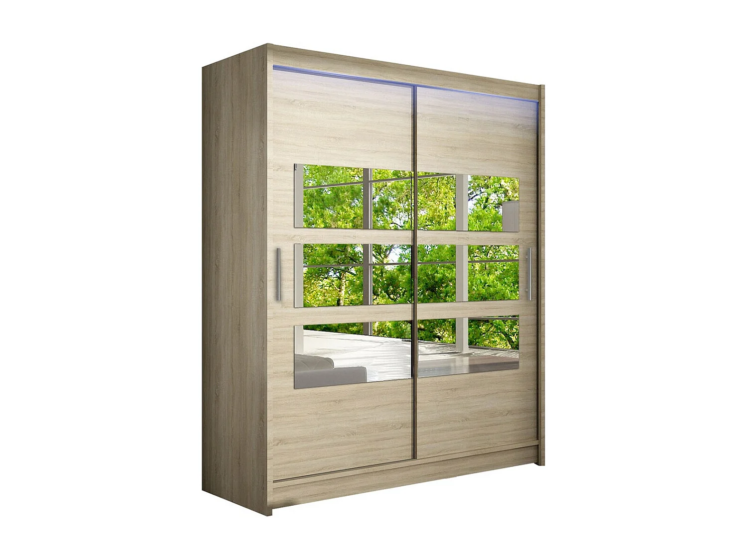 Armario Closico 157, Roble Sonoma, 200x150x58cm, Puertas de armario: Correderas