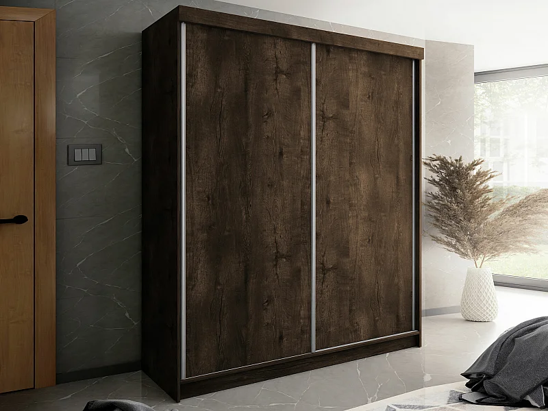 Armadio Dover 108, Cenere scuro, 200x200x62cm, Porte armadi: Scorrevoli