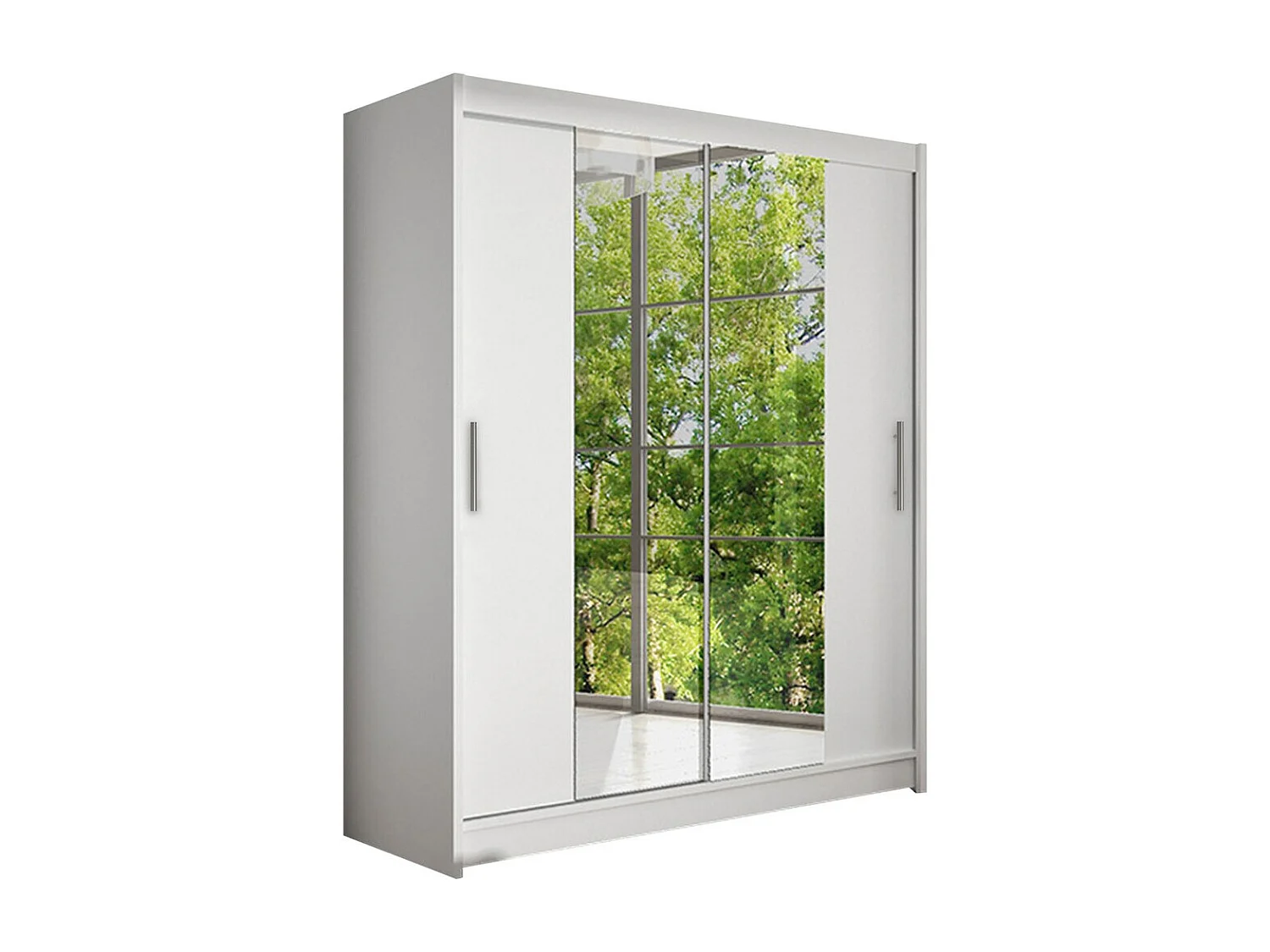 Armoire Closico 132, Blanc, 200x150x58cm, Portes d'armoire: Coulissantes
