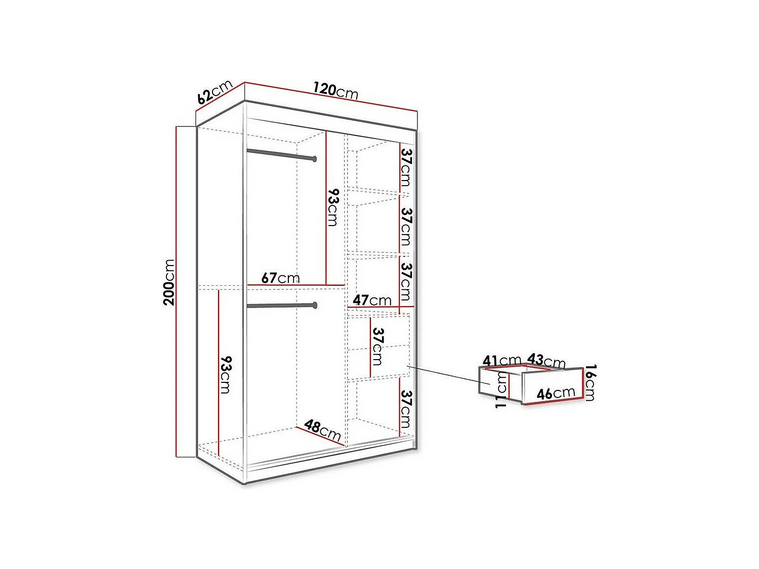 Armario Hartford 259, Negro mate|Mármol blanco, 200x120x62cm, Número de estantes: 4