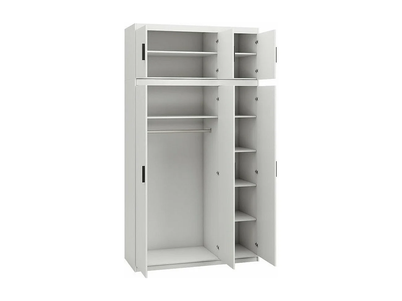 Armoire Novduni 105, Blanc, 246x133x53cm, Portes d'armoire: Avec des charnières