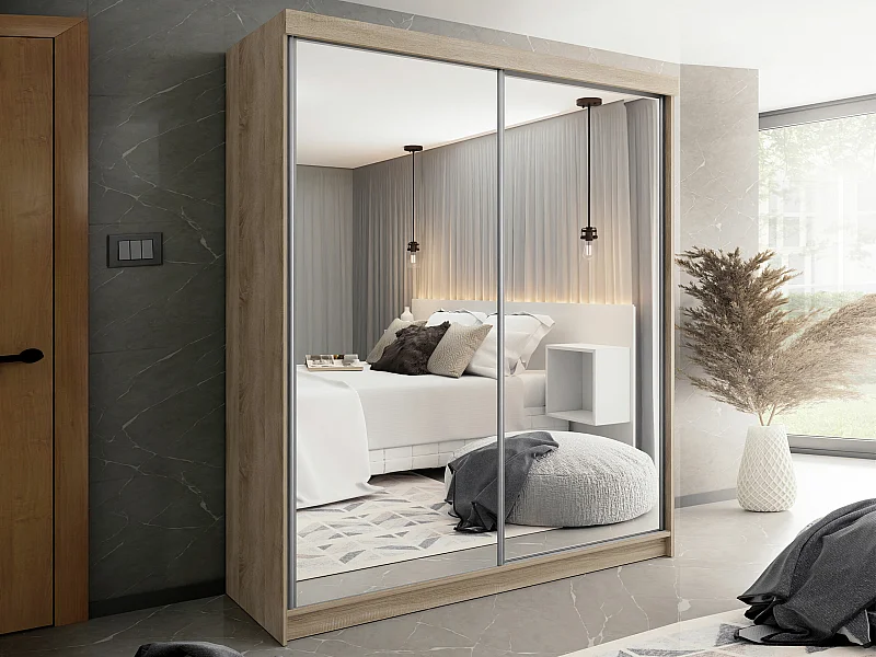 Armario Dover 106, Roble Sonoma, 200x200x62cm, Puertas de armario: Correderas