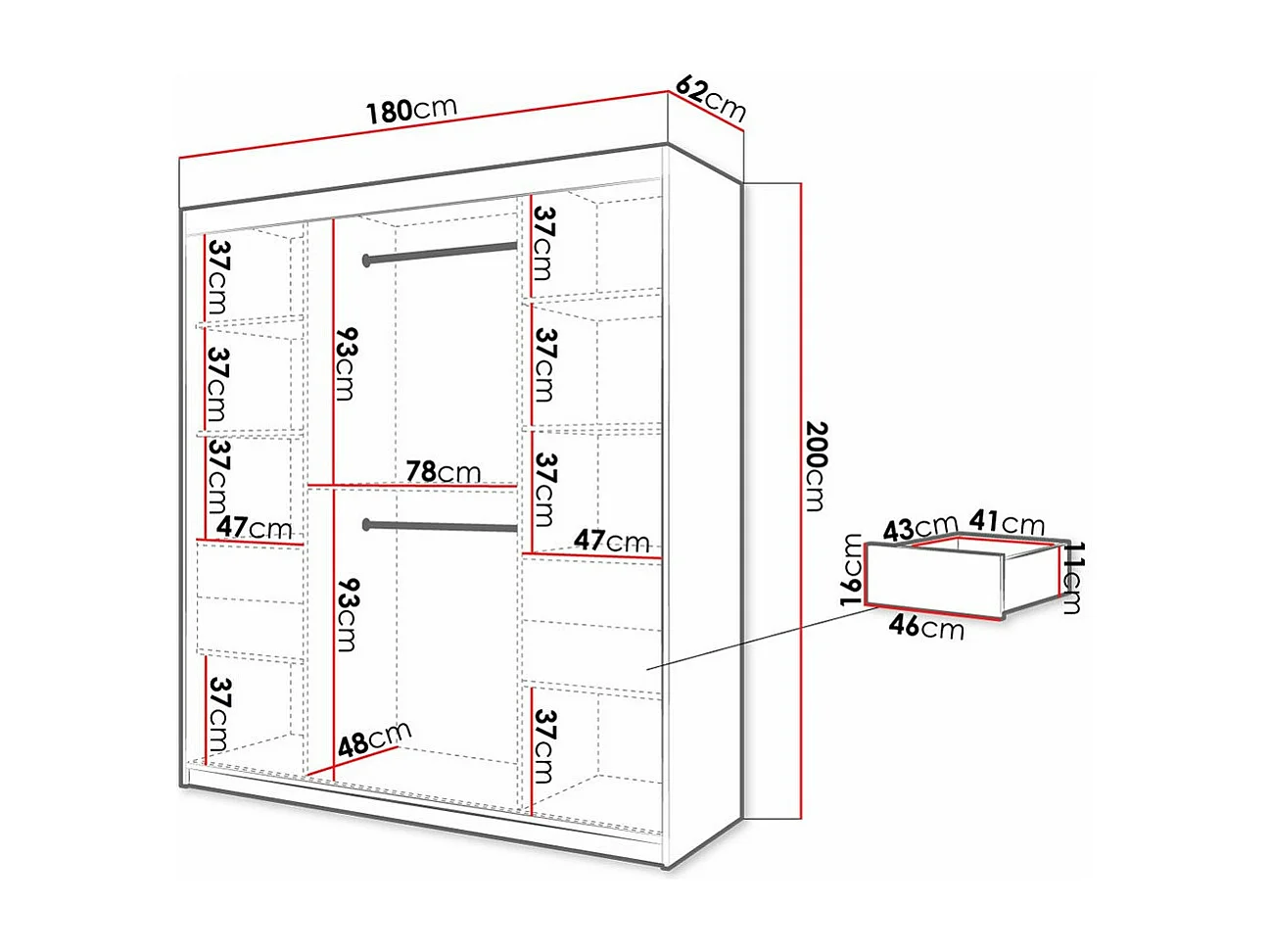 Armoire Hartford 313, Chêne Artisan|Noir, 200x180x62cm, Portes d'armoire: Coulissantes