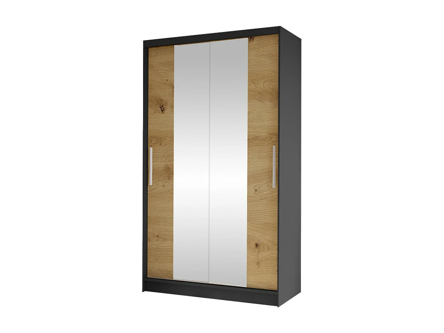 Armoire Closico 163, Noir|Chêne Artisan, 200x100x58cm, Portes d'armoire: Coulissantes
