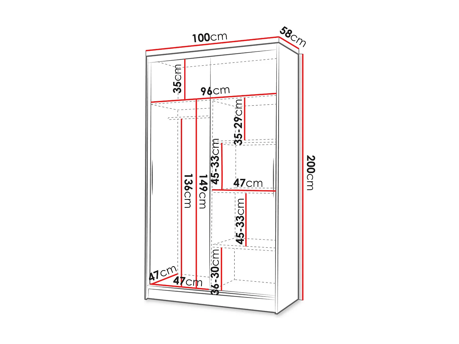 Armoire Closico 163, Chêne Artisan|Noir, 200x100x58cm, Portes d'armoire: Coulissantes