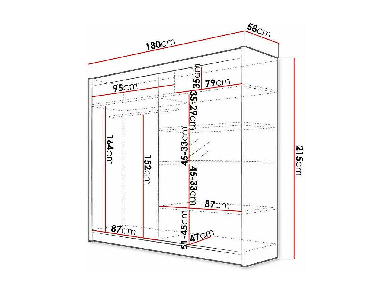 Armoire Closico 137, Noir|Chêne Artisan, 215x180x58cm, Portes d'armoire: Coulissantes