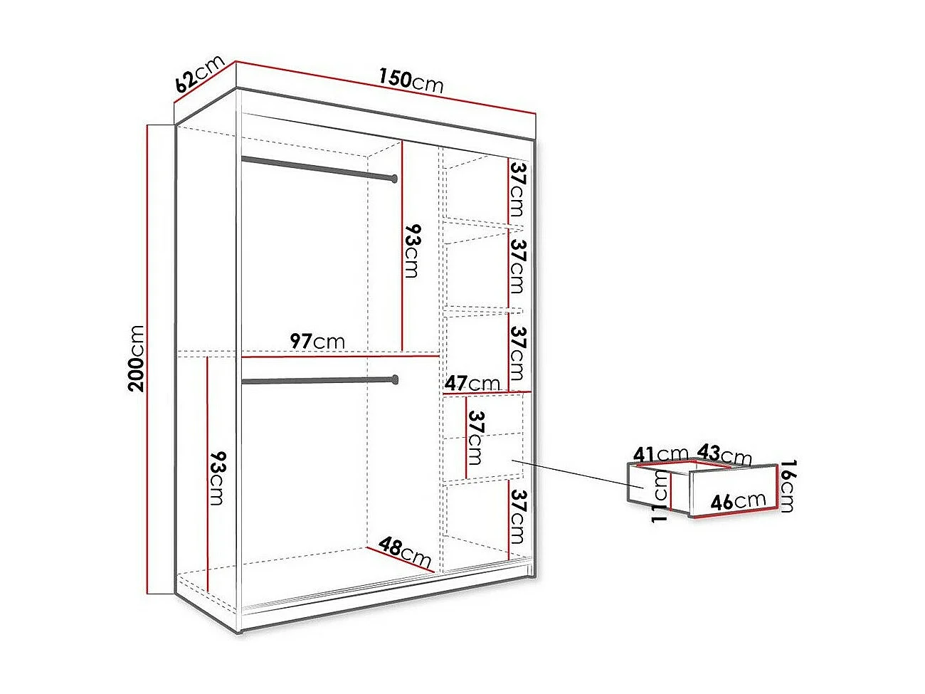 Armoire Hartford 248, Noir mat|Marbre noir, 200x150x62cm, Portes d'armoire: Coulissantes