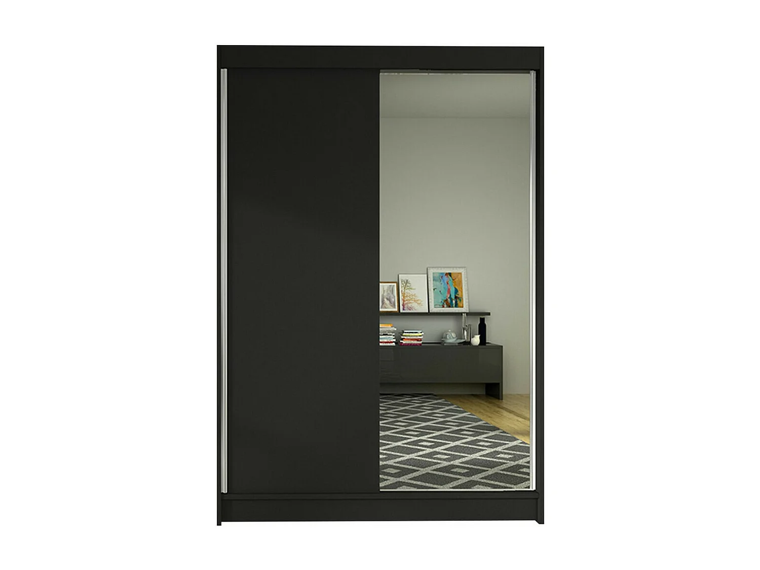 Armario Closico 147, Negro, 200x120x58cm, Puertas de armario: Correderas