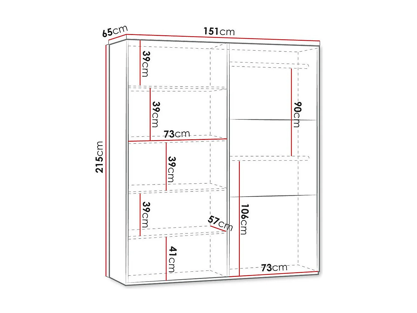 Armario Honolulu 229, Blanco, 215x151x65cm, Puertas de armario: Correderas