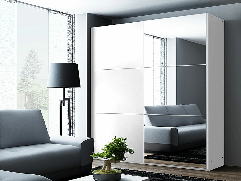 Armario Honolulu 229, Blanco, 215x151x65cm, Puertas de armario: Correderas