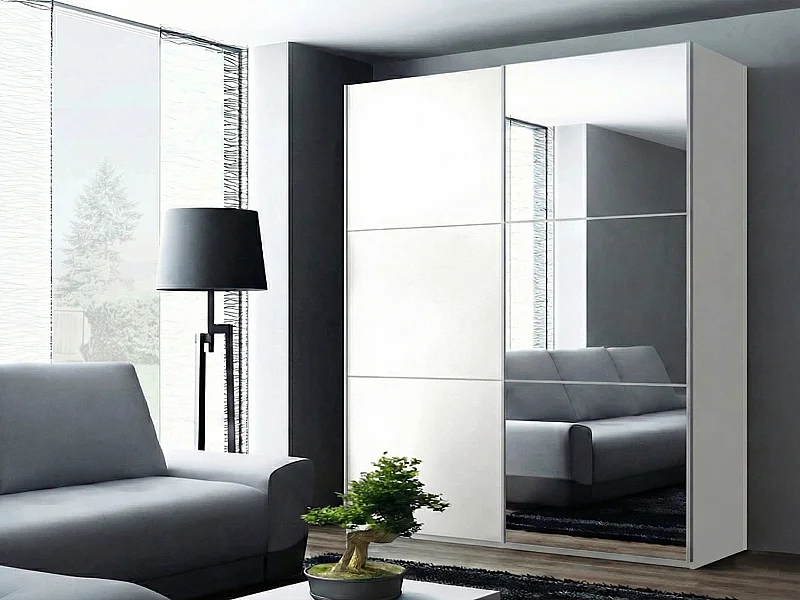 Armario Honolulu 229, Blanco, 215x151x65cm, Puertas de armario: Correderas