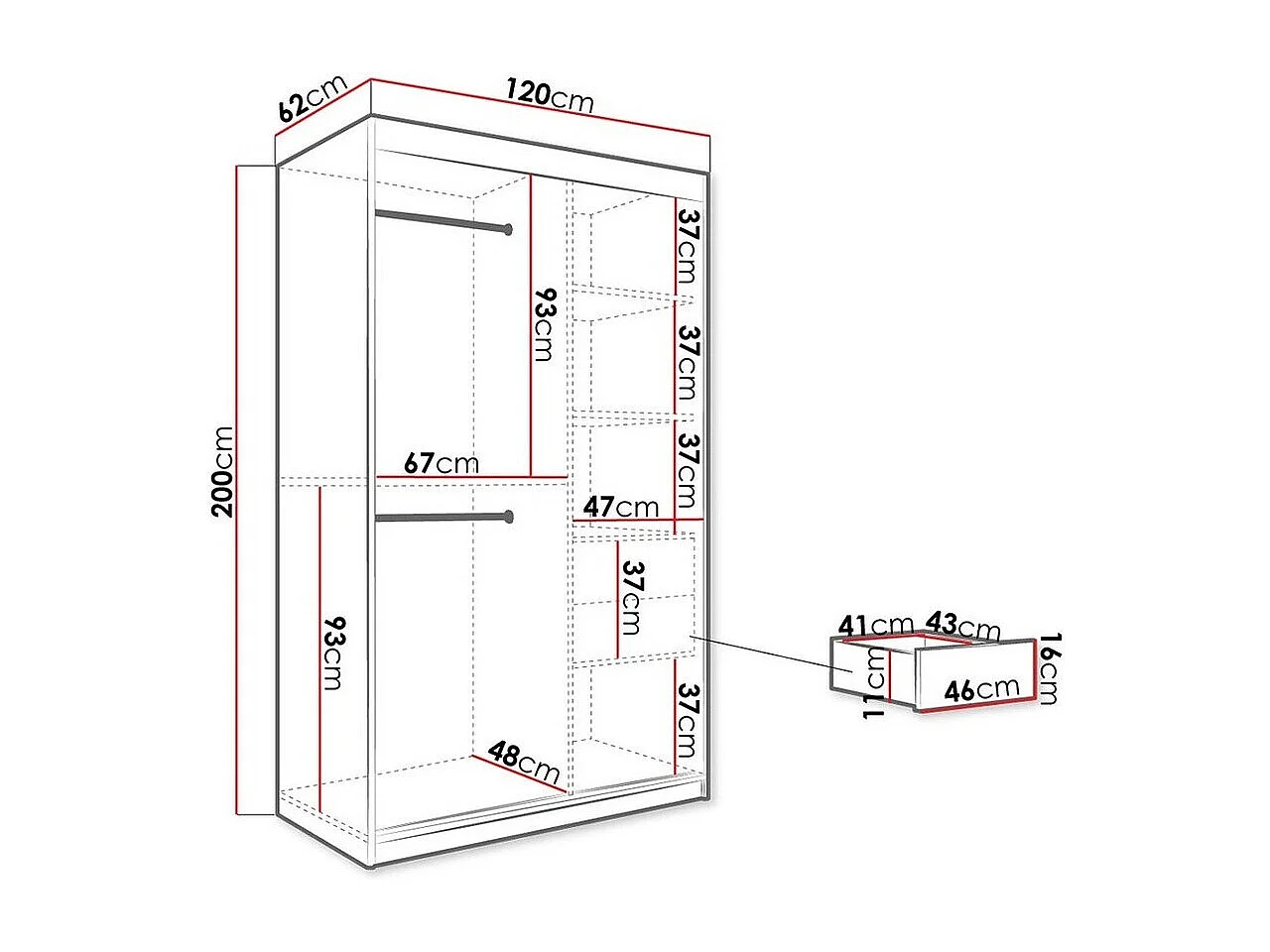 Armoire Hartford 241, Mat blanc|Marbre blanc, 200x120x62cm, Nombre d'étagères: 4