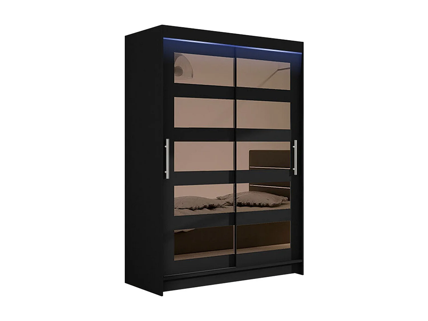 Armoire Closico 111, Noir, 200x120x58cm, Portes d'armoire: Coulissantes
