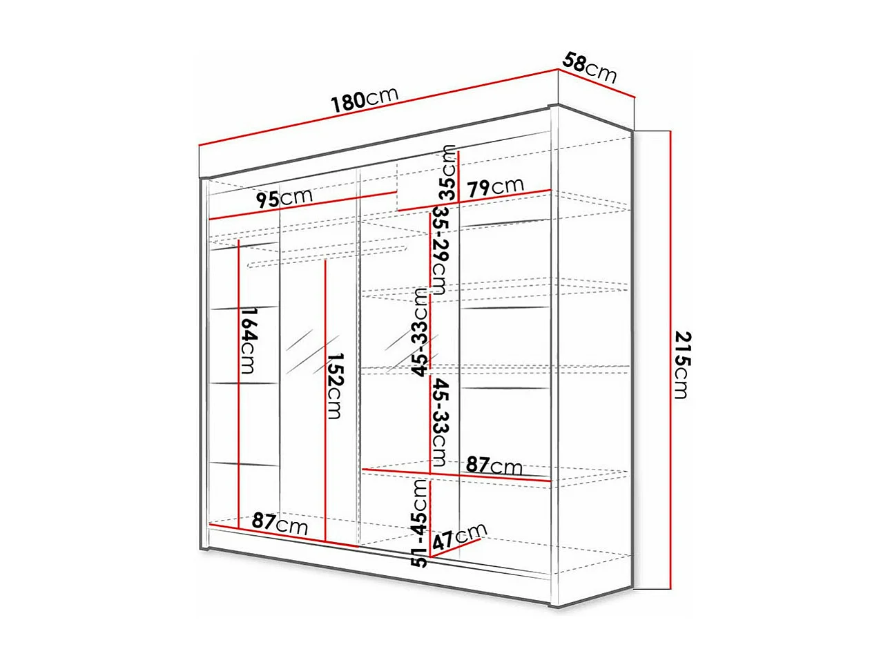 Armoire Closico 154, Blanc|Chêne Artisan, 215x180x58cm, Portes d'armoire: Coulissantes