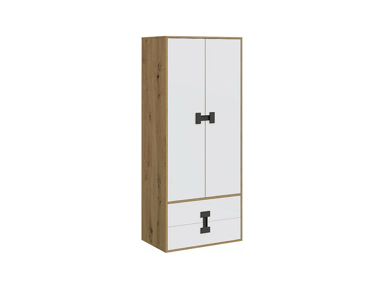 Armoire Florevi 113, Chêne Artisan|Mat blanc, 191x80x50cm, Nombre d'étagères: 3
