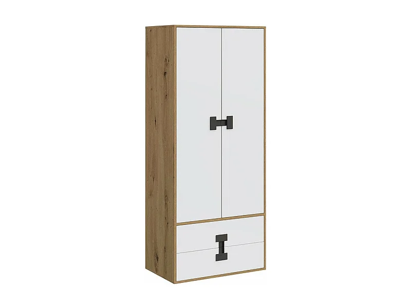 Armoire Florevi 113, Chêne Artisan|Mat blanc, 191x80x50cm, Nombre d'étagères: 3