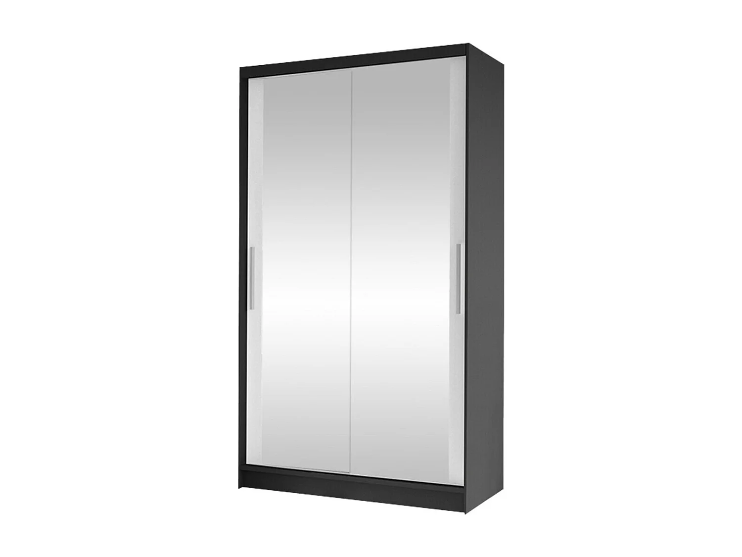 Armoire Closico 165, Noir|Blanc, 200x100x58cm, Portes d'armoire: Coulissantes