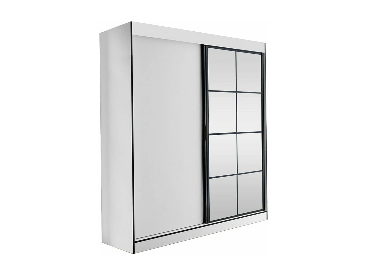 Armario Toledo 118, Negro|Blanco, 216x180x65cm, Puertas de armario: Correderas