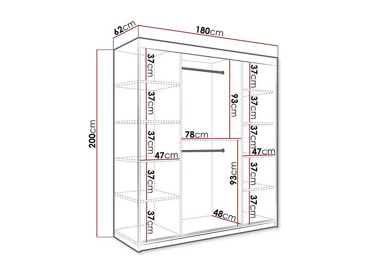 Roupeiro Hartford 243, Número de prateleiras: 9, 20x18x6cm