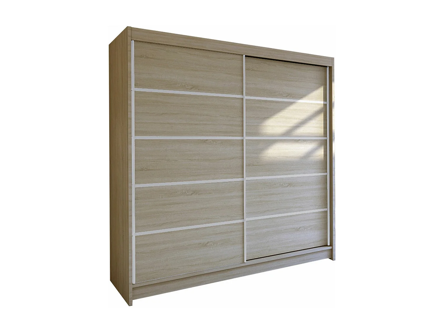 Armario Closico 153, Roble Sonoma, 215x180x58cm, Puertas de armario: Correderas