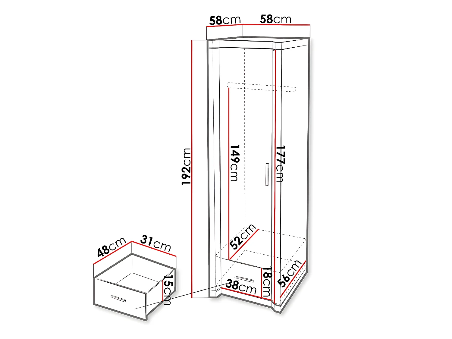 Roupeiro Lorelie 117, 19x6x6cm