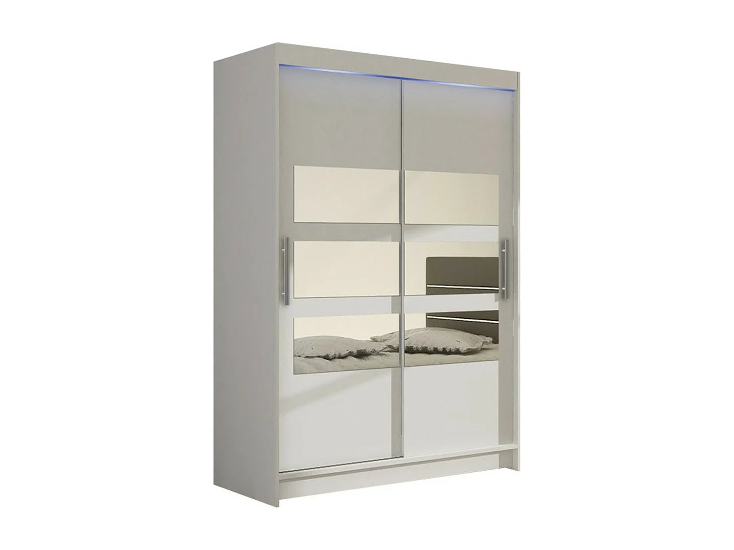 Armoire Closico 109, Blanc, 200x120x58cm, Portes d'armoire: Coulissantes