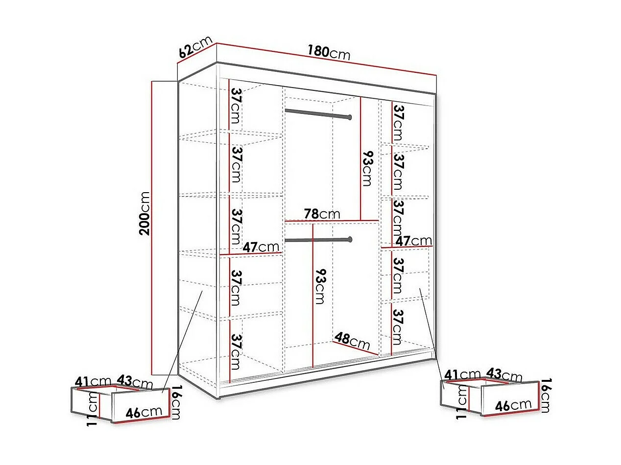 Roupeiro Hartford 255, Número de prateleiras: 7, 20x18x6cm