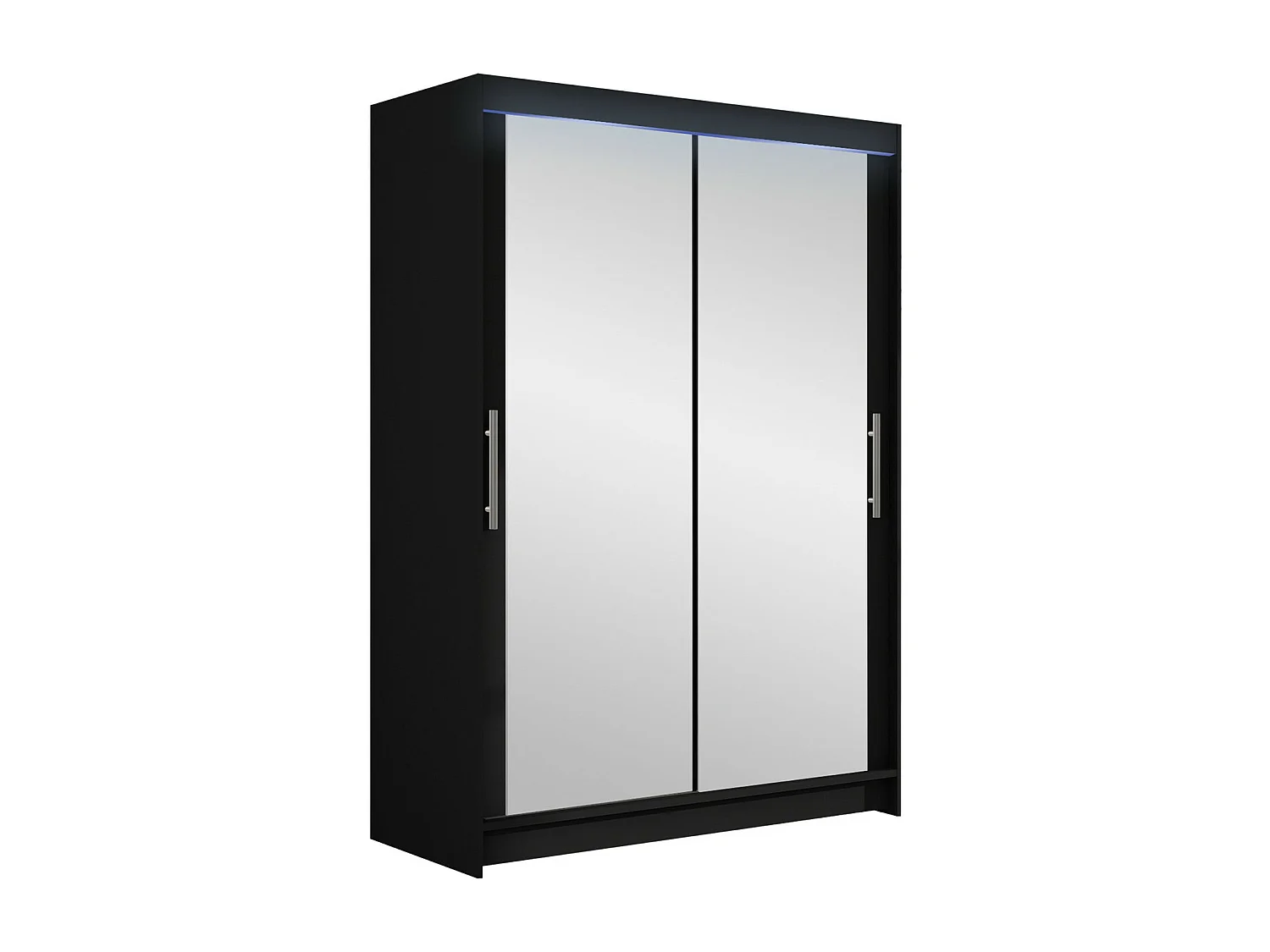 Armoire Closico 129, Noir, 200x120x58cm, Portes d'armoire: Coulissantes
