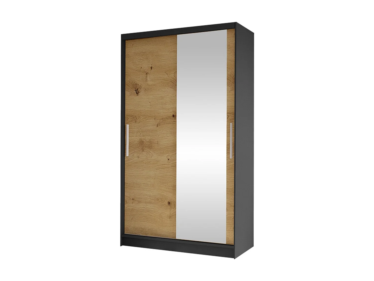 Armoire Closico 164, Noir|Chêne Artisan, 200x100x58cm, Portes d'armoire: Coulissantes