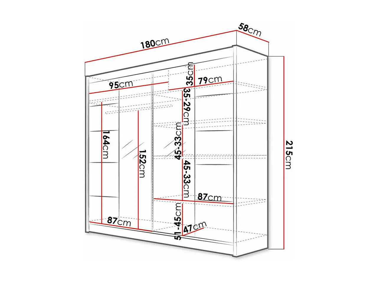 Armoire Closico 154, Sonoma chêne, 215x180x58cm, Portes d'armoire: Coulissantes