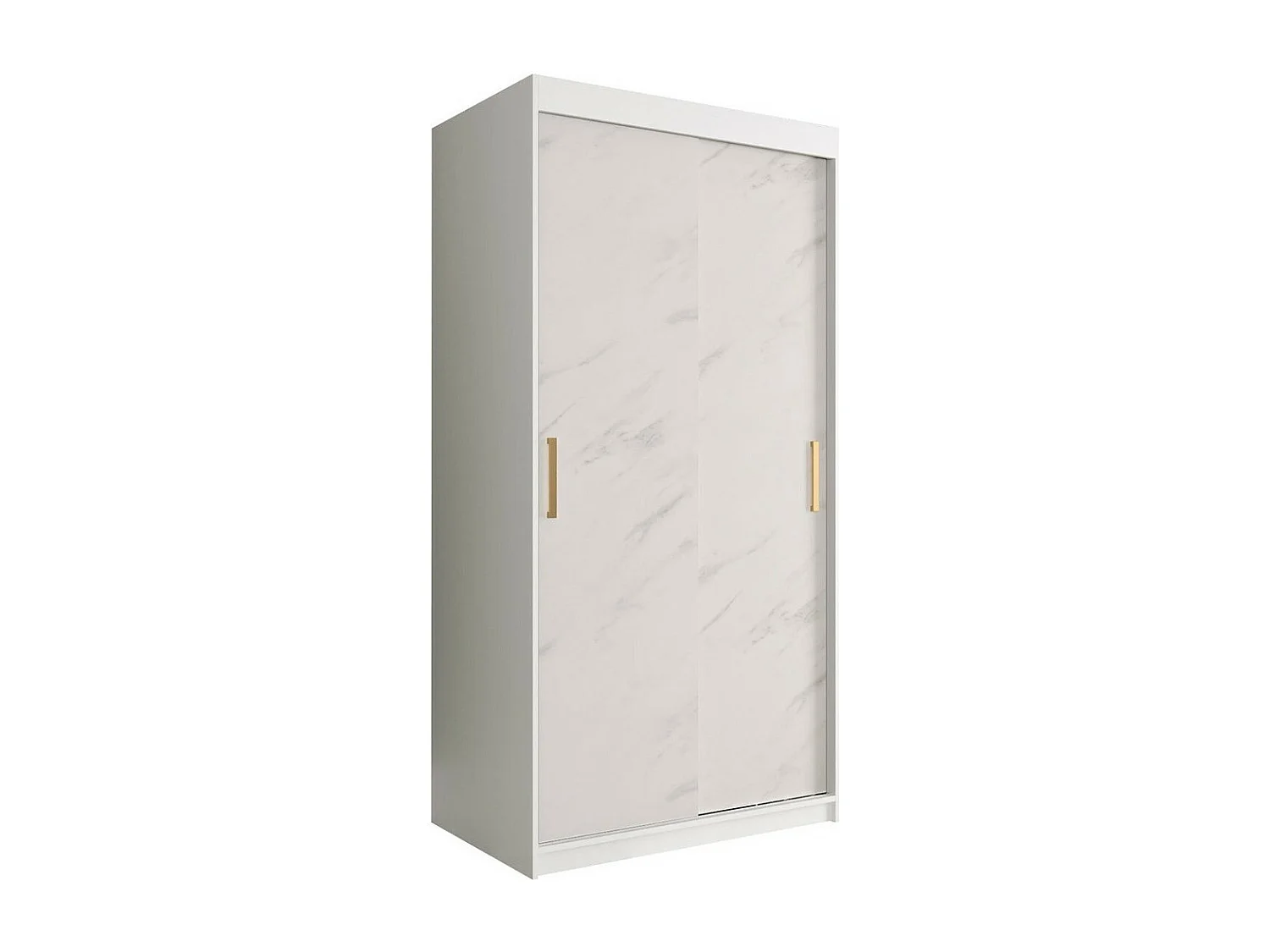 Armoire Hartford 246, Marbre blanc|Mat blanc, 200x100x62cm, Nombre d'étagères: 5