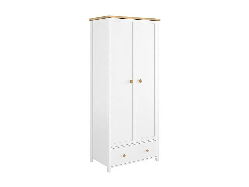 Armoire Romelbo 100, Chêne|Blanc, 187x85x52cm, Portes d'armoire: Avec des charnières