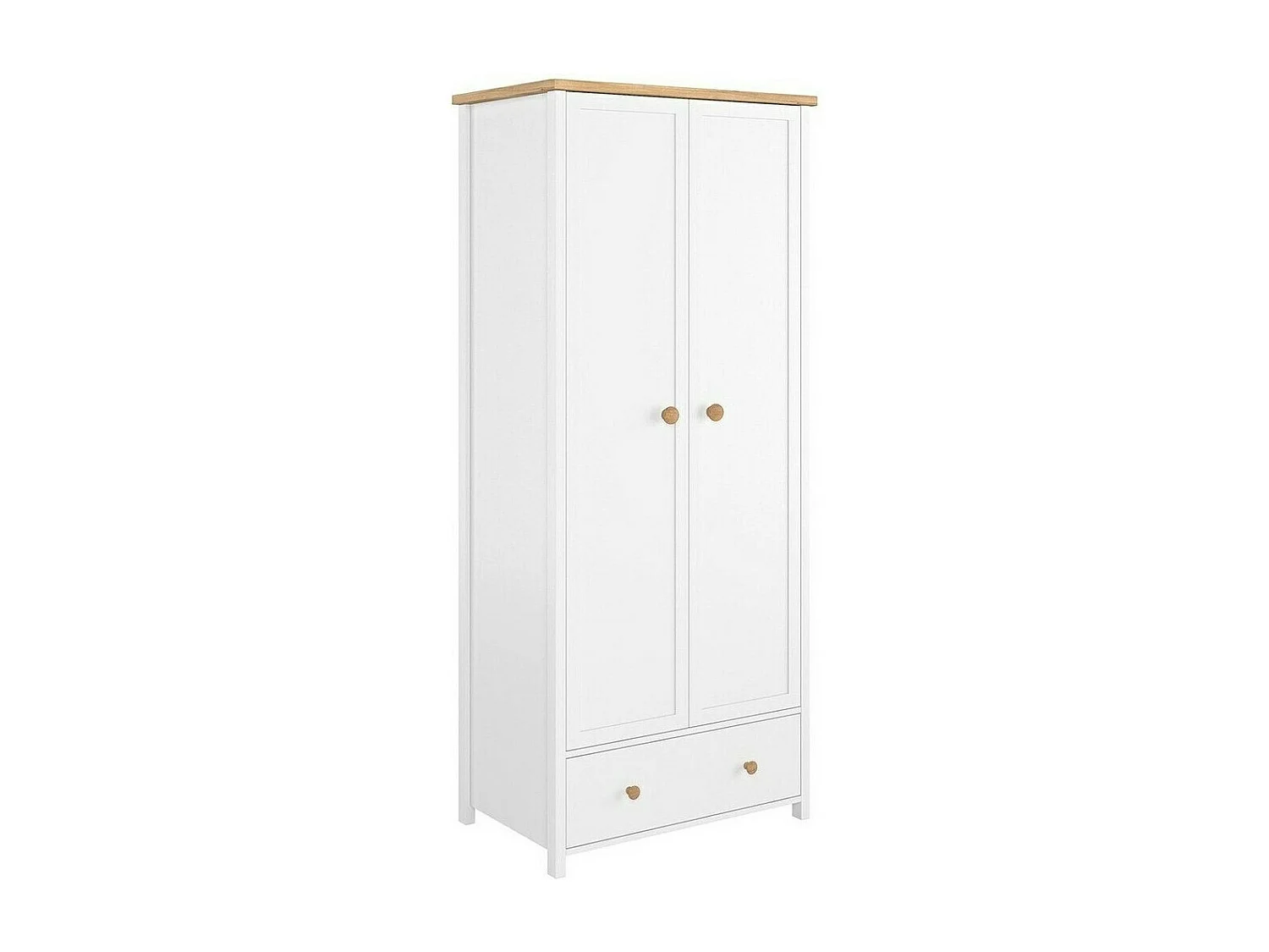 Armoire Romelbo 100, Chêne|Blanc, 187x85x52cm, Portes d'armoire: Avec des charnières