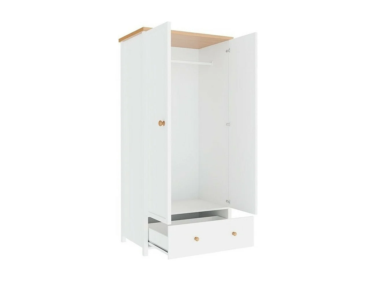 Armoire Romelbo 100, Chêne|Blanc, 187x85x52cm, Portes d'armoire: Avec des charnières