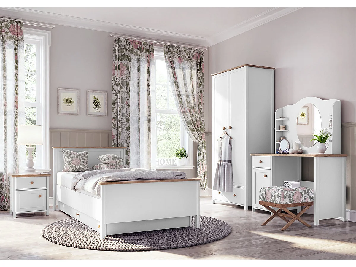 Armoire Romelbo 100, Chêne|Blanc, 187x85x52cm, Portes d'armoire: Avec des charnières