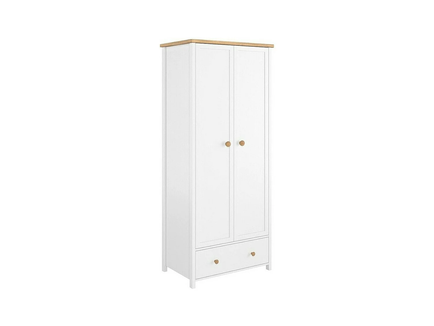 Armoire Romelbo 100, Chêne|Blanc, 187x85x52cm, Portes d'armoire: Avec des charnières