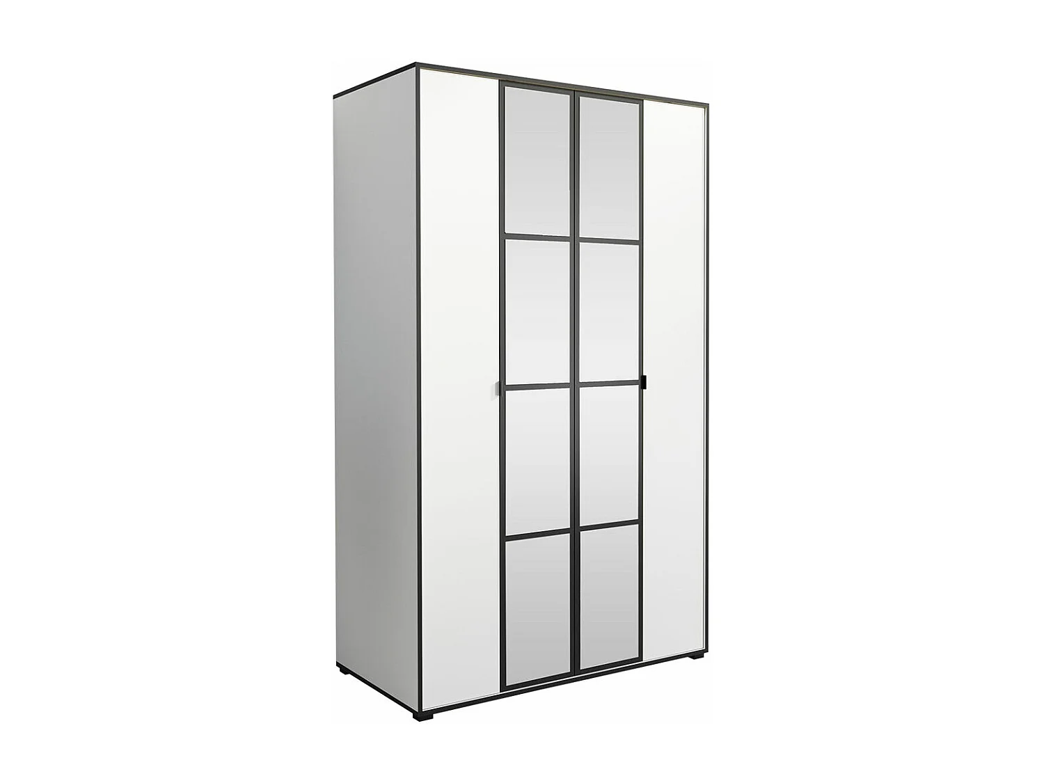 Armario Toledo 117, Blanco|Negro, 206x120x65cm, Puertas de armario: Con bisagras