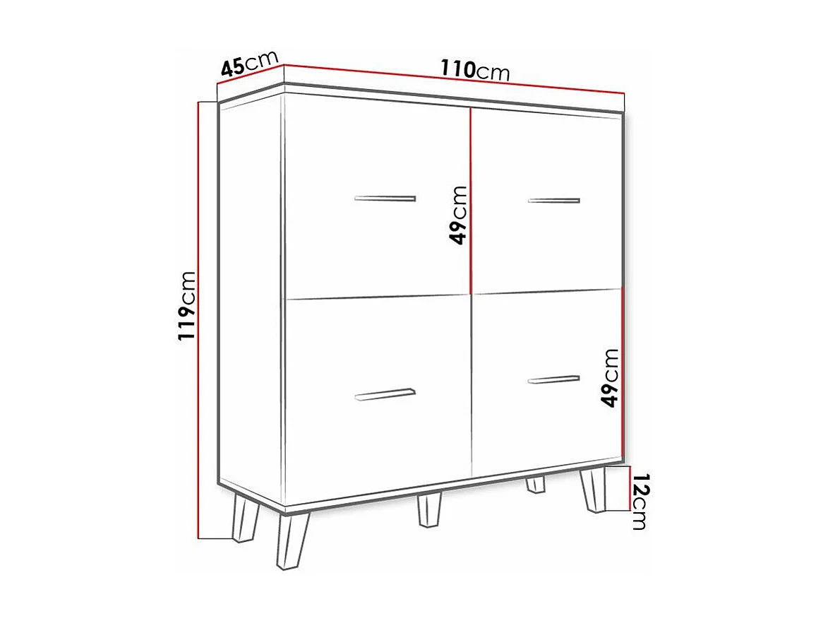Buffet Larfloi 105, Noir|Chêne wotan, 119x110cm, Le nombre de portes: 445cm, Étagères