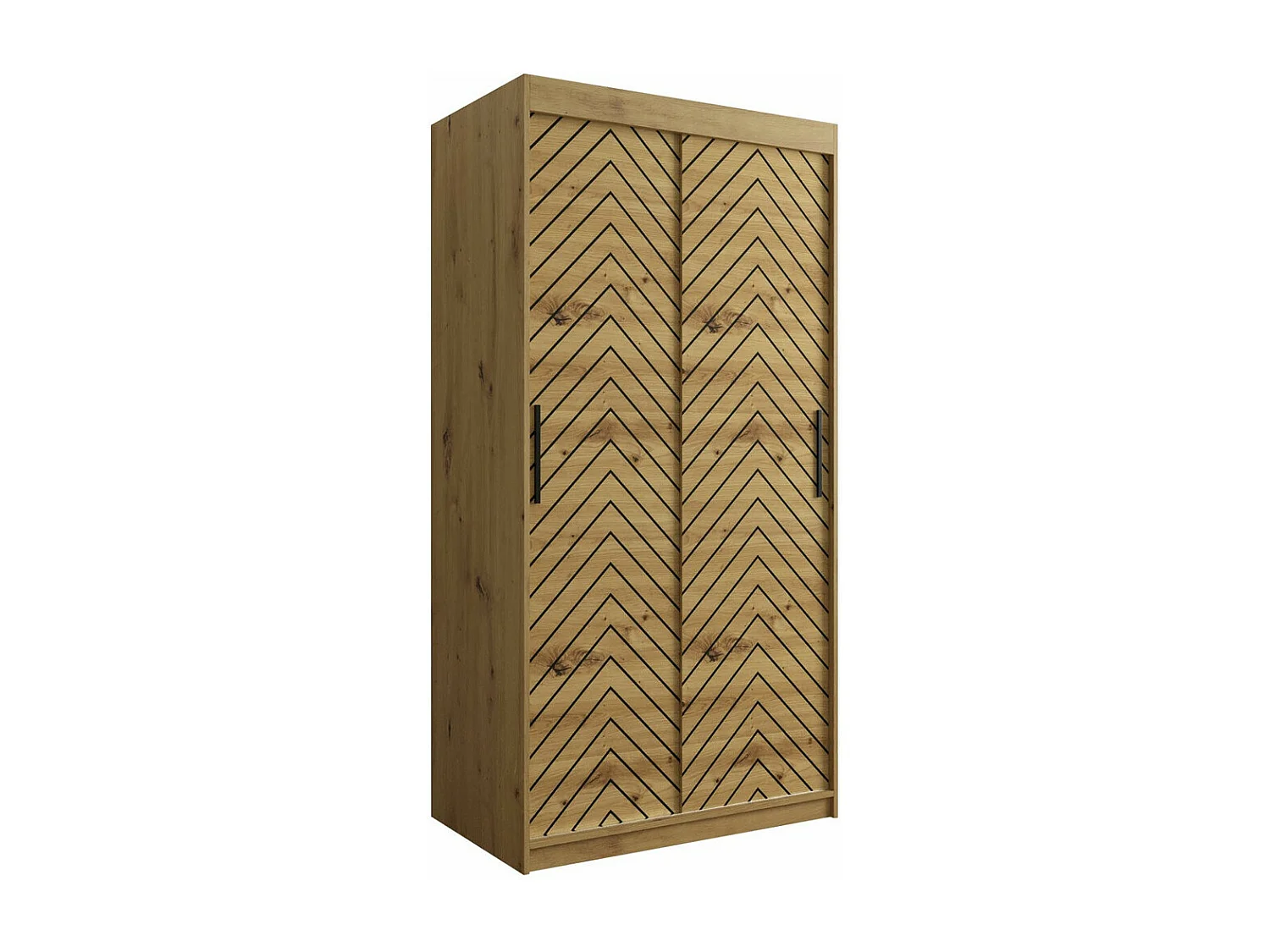 Armario Hartford 306, Roble Artisan|Negro, 200x100x62cm, Puertas de armario: Correderas