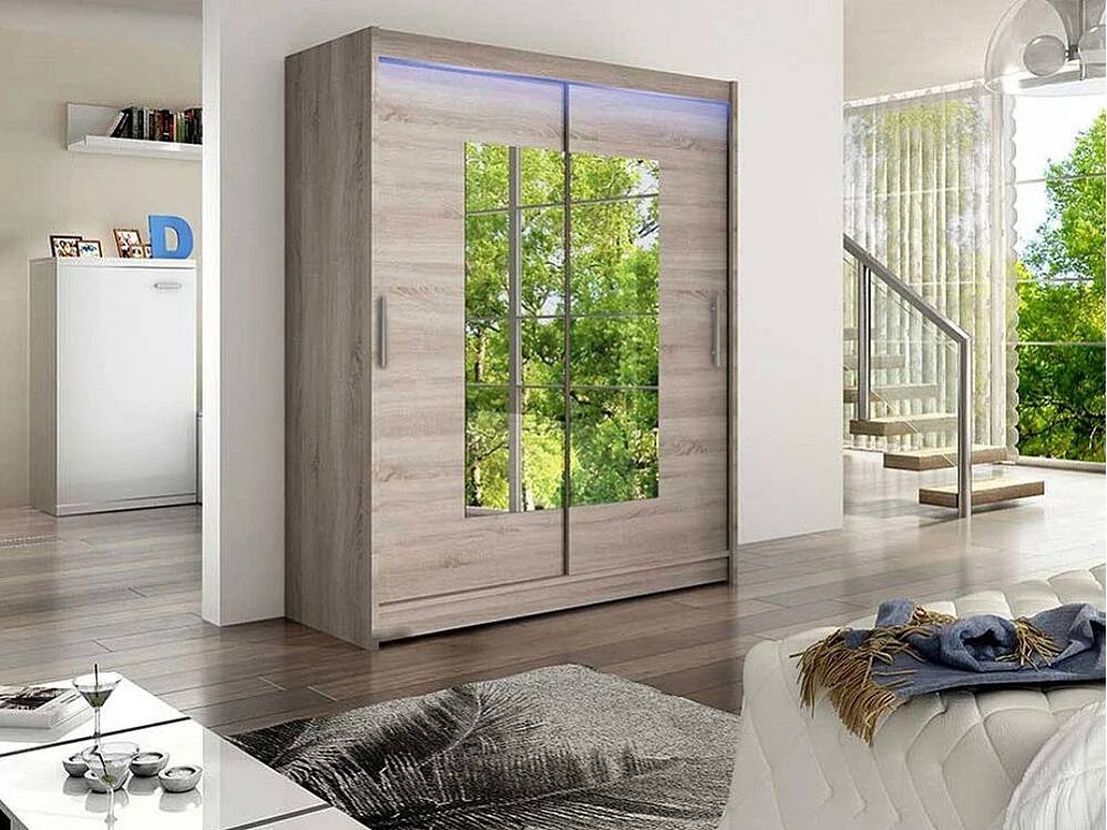 Armoire Closico 104, Truffe chêne, 200x150x58cm, Portes d'armoire: Coulissantes