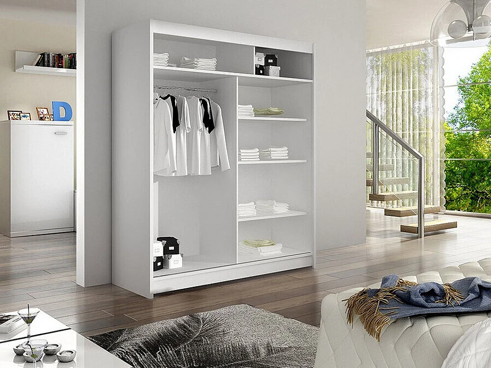 Armario Closico 146, Roble Artisan|Negro, 200x150x58cm, Puertas de armario: Correderas