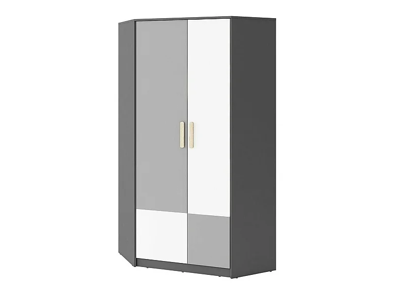 Armoire d'angle Veravie 102, Graphite|Blanc|Gris clair, 193x95x95cm, Nombre d'étagères: 8