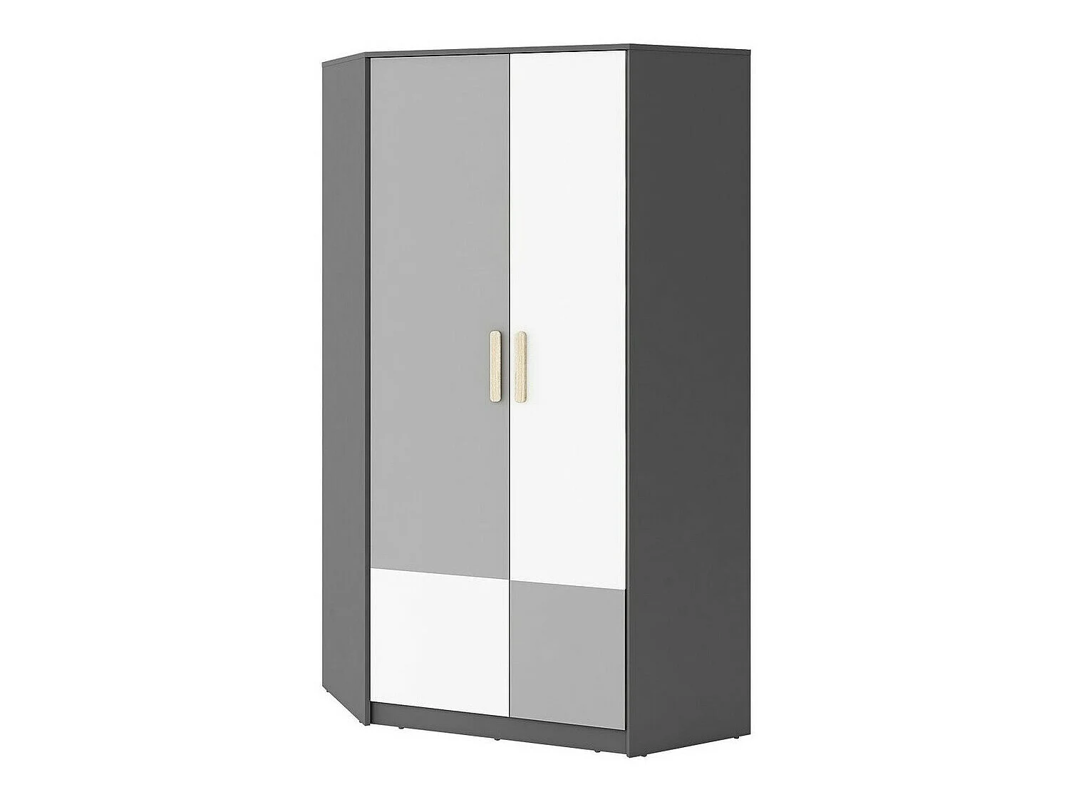 Armoire d'angle Veravie 102, Graphite|Blanc|Gris clair, 193x95x95cm, Nombre d'étagères: 8