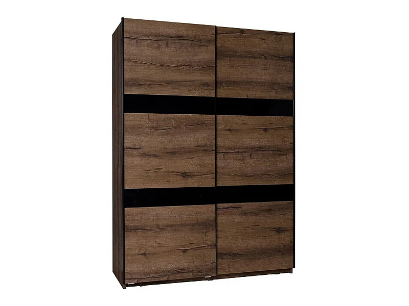 Armario Fivelbo 109, Roble del Monastery|Negro brillante, 215x150x69cm