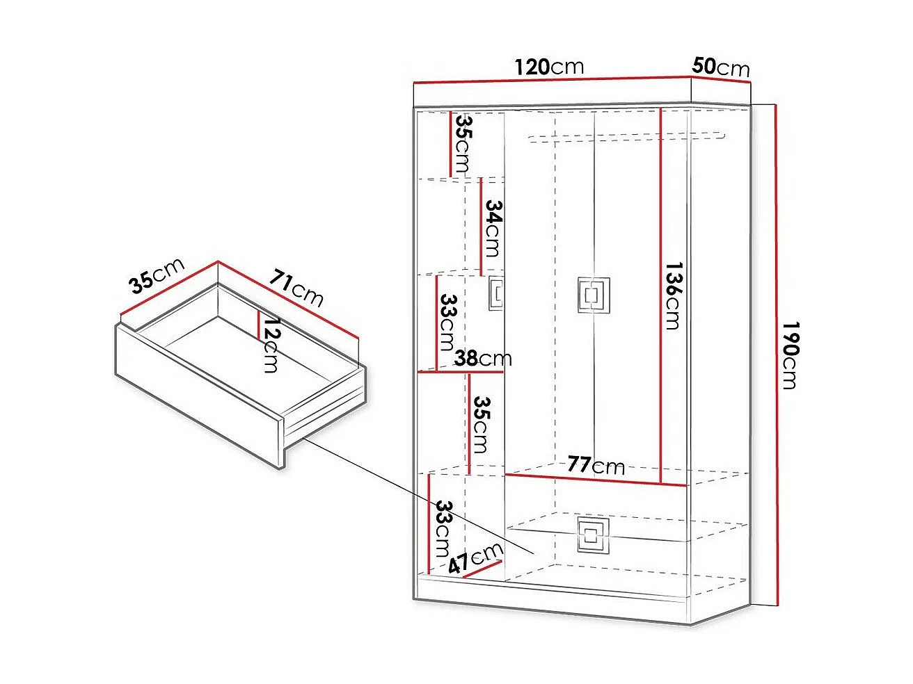 Armoire Tolfere 103, Chêne clair|Blanc|Turquoise, 190x120x50cm, Nombre d'étagères: 4